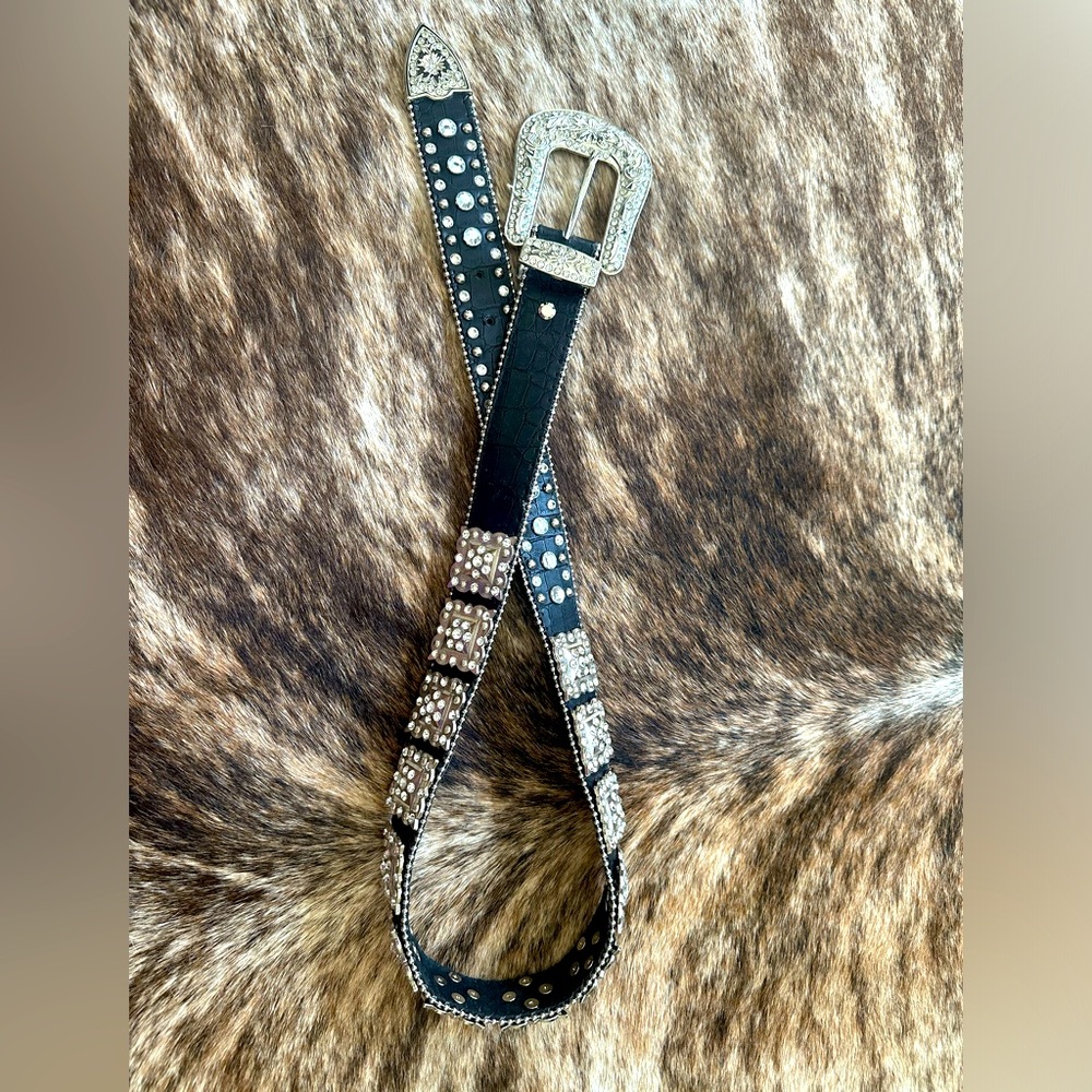 Black western bling belt - small to medium